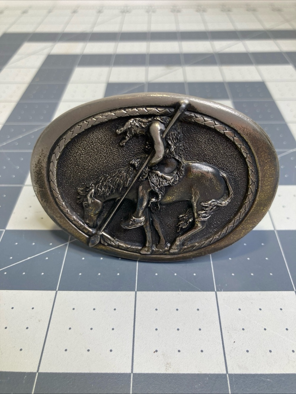 End of the Trail American Indian On Horse 1982 Metal Belt Buckle